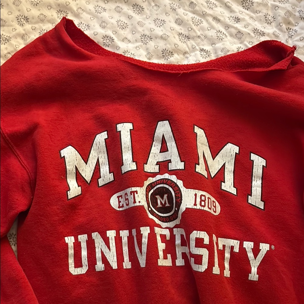Miami University Red off the shoulder crewneck
